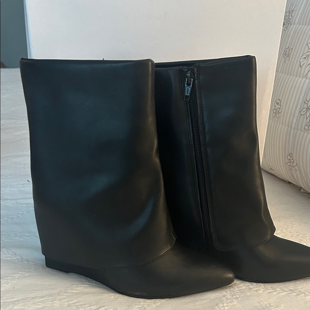 a new day Black Heeled Boots NIB